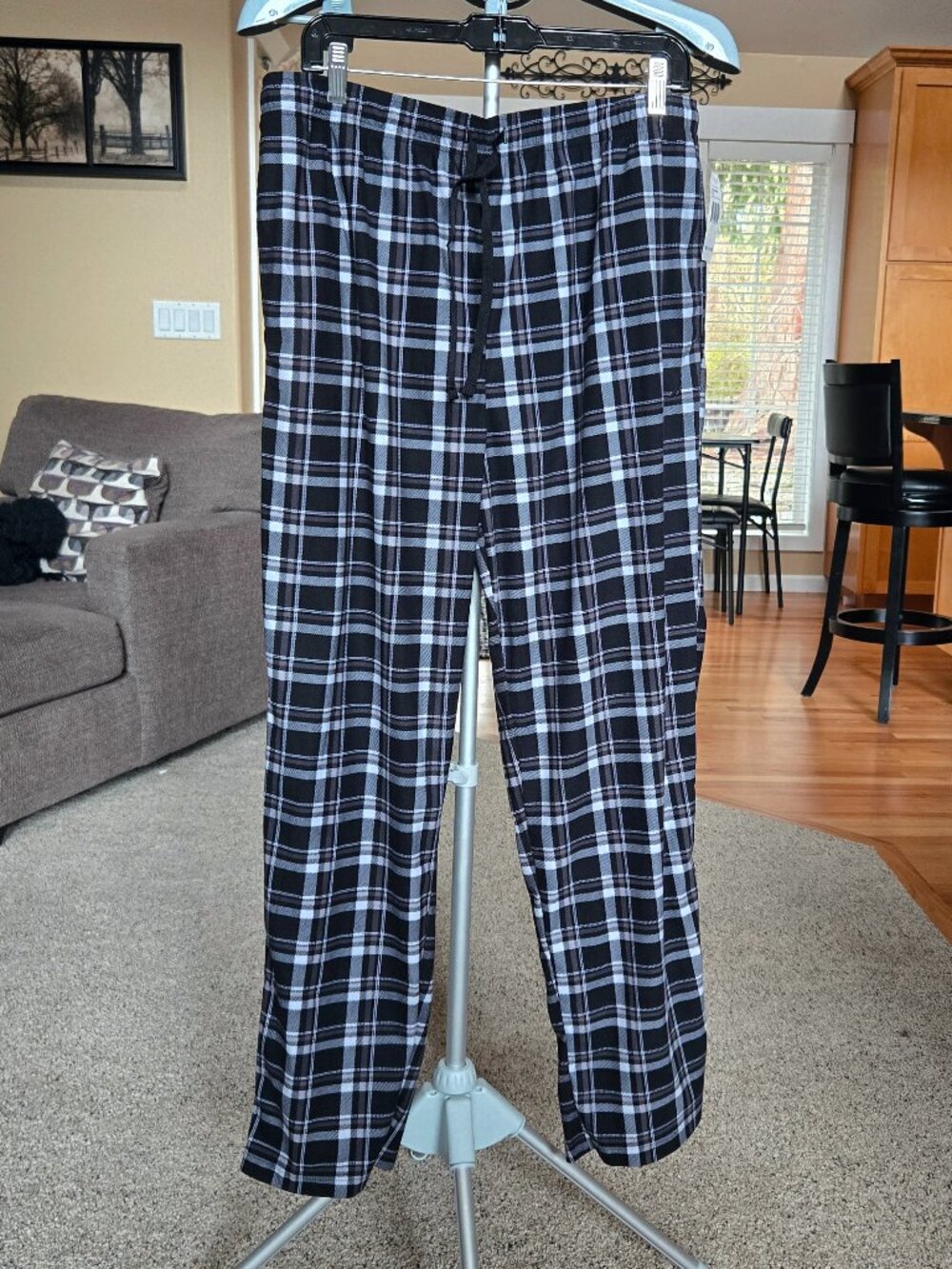 NWT Nautica sz large mens plaid gray/black/white pajama / lounge pants